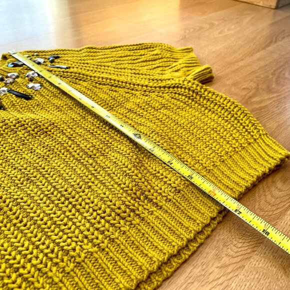 H&M mustard knit sweater with rhinestone embellishment (S) - Picture 4 of 7